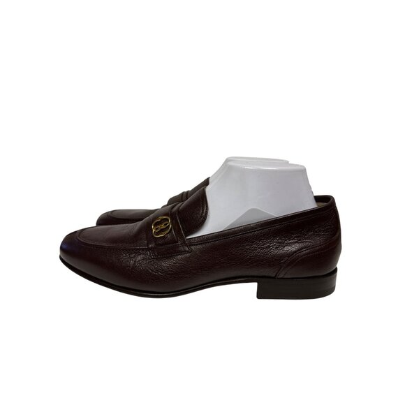 Bally Suisse Men's Loafer Logo Calf Leather Brown Slip On Block Heel Size 8 NEW - Picture 4 of 14